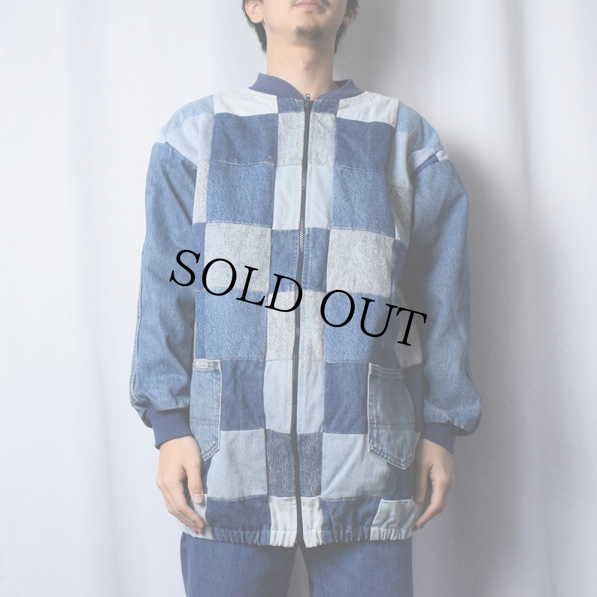 画像2: 80's ZENA USA製 パッチワーク ジップアップデニムジャケット (2)