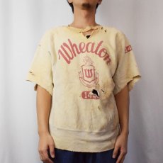 画像2: 60's Champion REVERSE WEAVE タタキタグ "Wheaton" 染み込みプリント カットオフスウェット M (2)