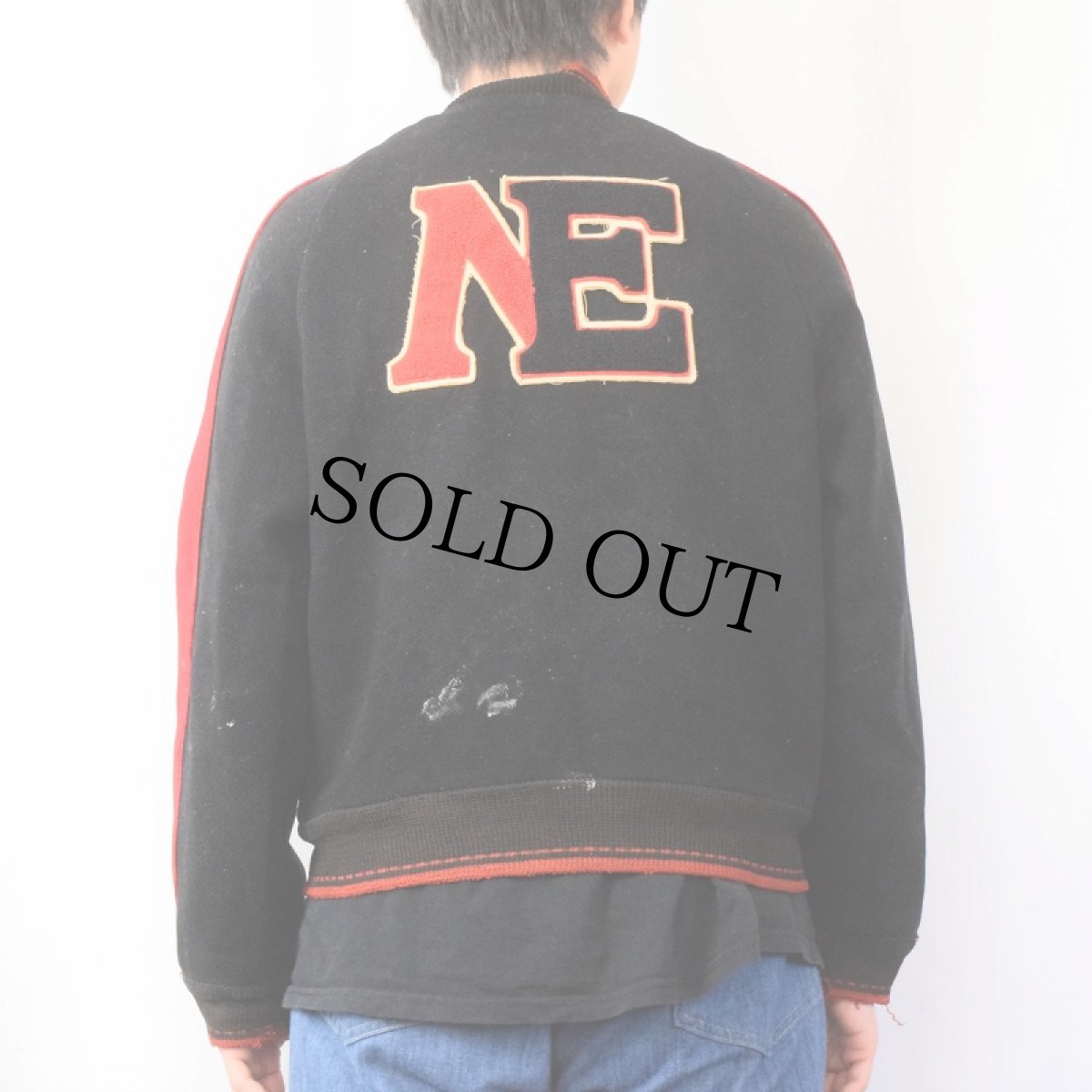 画像3: 50's パッチ付き ウール×サテン リバーシブルスタジャン (3)