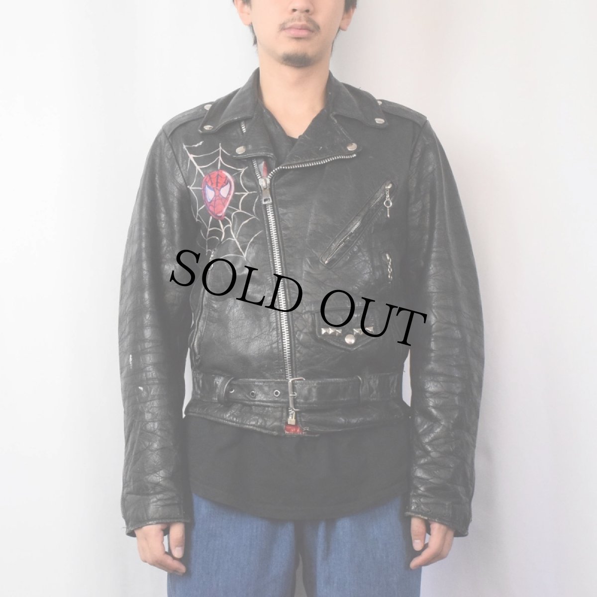 画像3: 70's Excelled USA製 ハンドペイント ダブルライダースジャケット 36 (3)