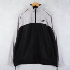 画像1: 90's UMBRO ロゴ刺繍 フード付き ポリエステル リフレクティブパイピングジャケット XL (1)