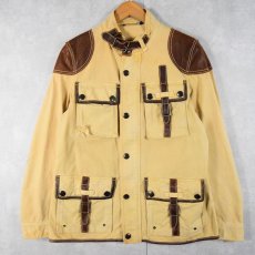 画像1: Ralph Lauren ショルダー&エルボーパッチ付き レザー切り替え キャンバスフィールドジャケット L (1)