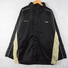 画像1: 【SALE】 2000's umbro ロゴ刺繍 フード付き ナイロン中綿ジャケット BLACK L (1)