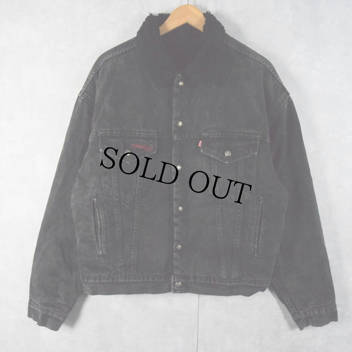 画像1: 80〜90's Levi's ブラックデニムボアジャケット (1)