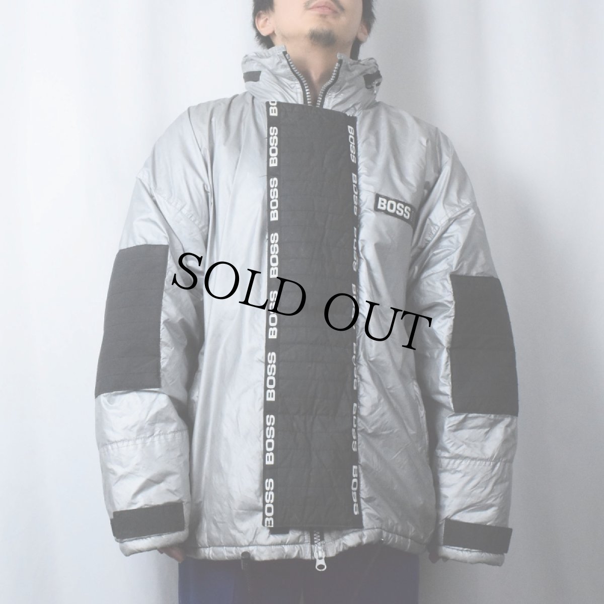 画像2: BOSSTECH エルボーパッチ付き シャイニー 中綿入りジャケット XL (2)