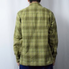 画像3: 70's PENDLETON USA製 チェック柄 オープンカラーウールシャツ M (3)