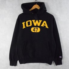 画像1: Champion ORIGINAL REVERSE WEAVE "IOWA" プリントスウェットフーディー BLACK S (1)