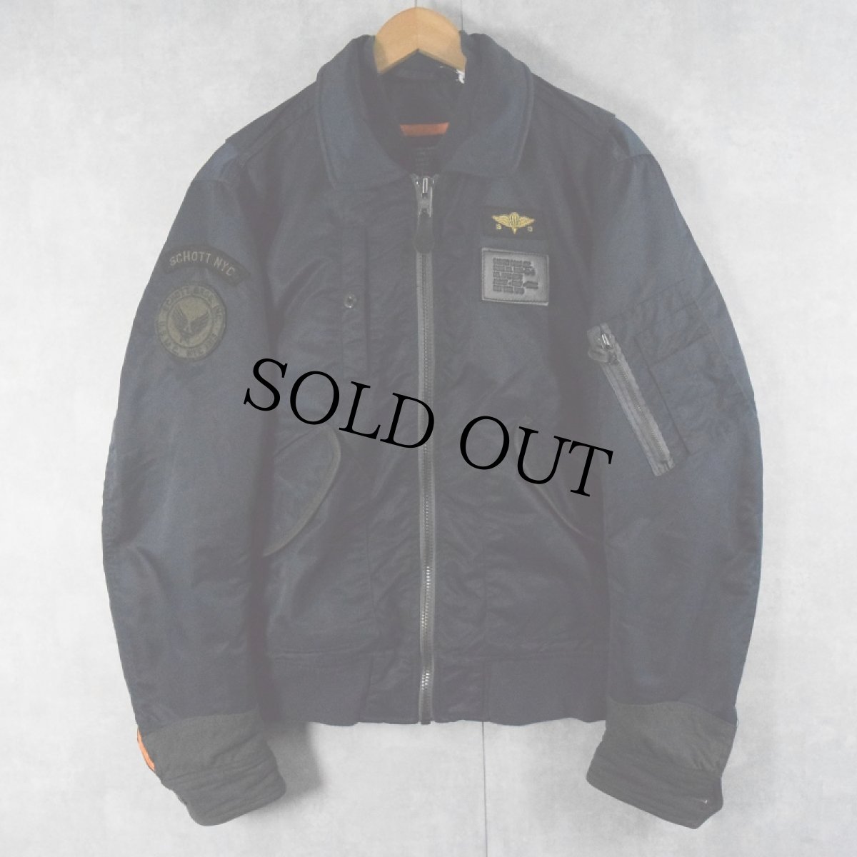 画像1: 90's Schott Bros. inc. 民間用 TYPE CWU-R フライトジャケット NAVY LARGE-L (1)