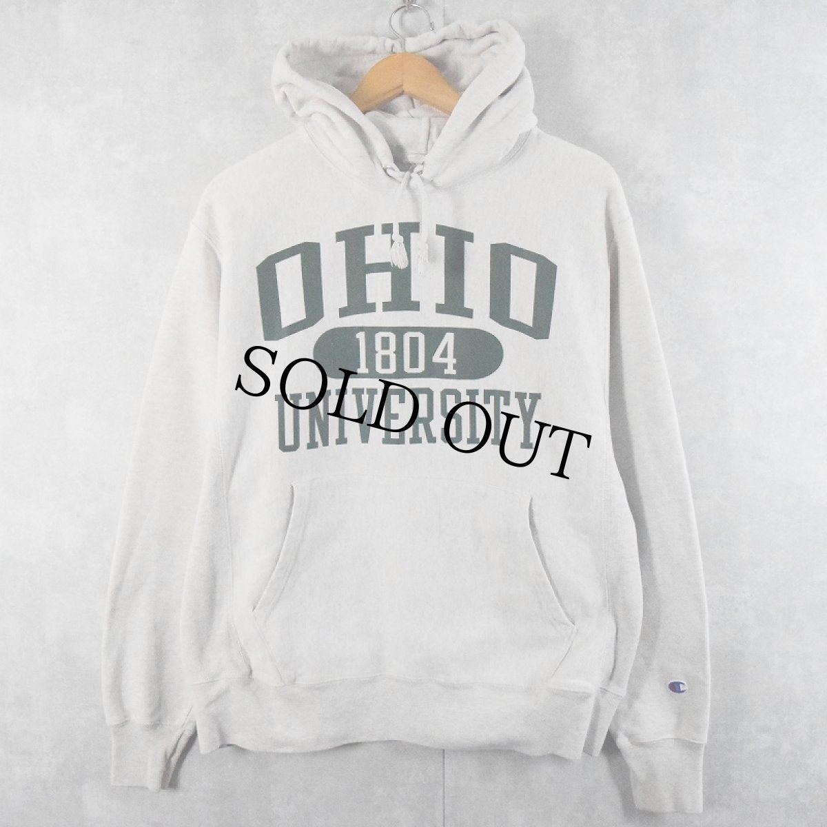 画像1: Champion REVERSE WEAVE "OHIO UNIVERSITY" プリントスウェットフーディー M (1)