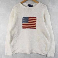 画像1: 90's POLO SPORT Ralph Lauren 星条旗 コットンニットセーター L (1)