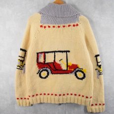 画像2: 70〜80's 自動車柄 ショールカラー カウチンニットジャケット (2)