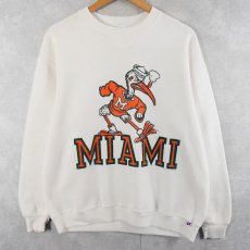 画像1: 80's RUSSELL ATHLETIC USA製 "MIAMI HURRICANES" 前V キャラクタープリントスウェット XL (1)