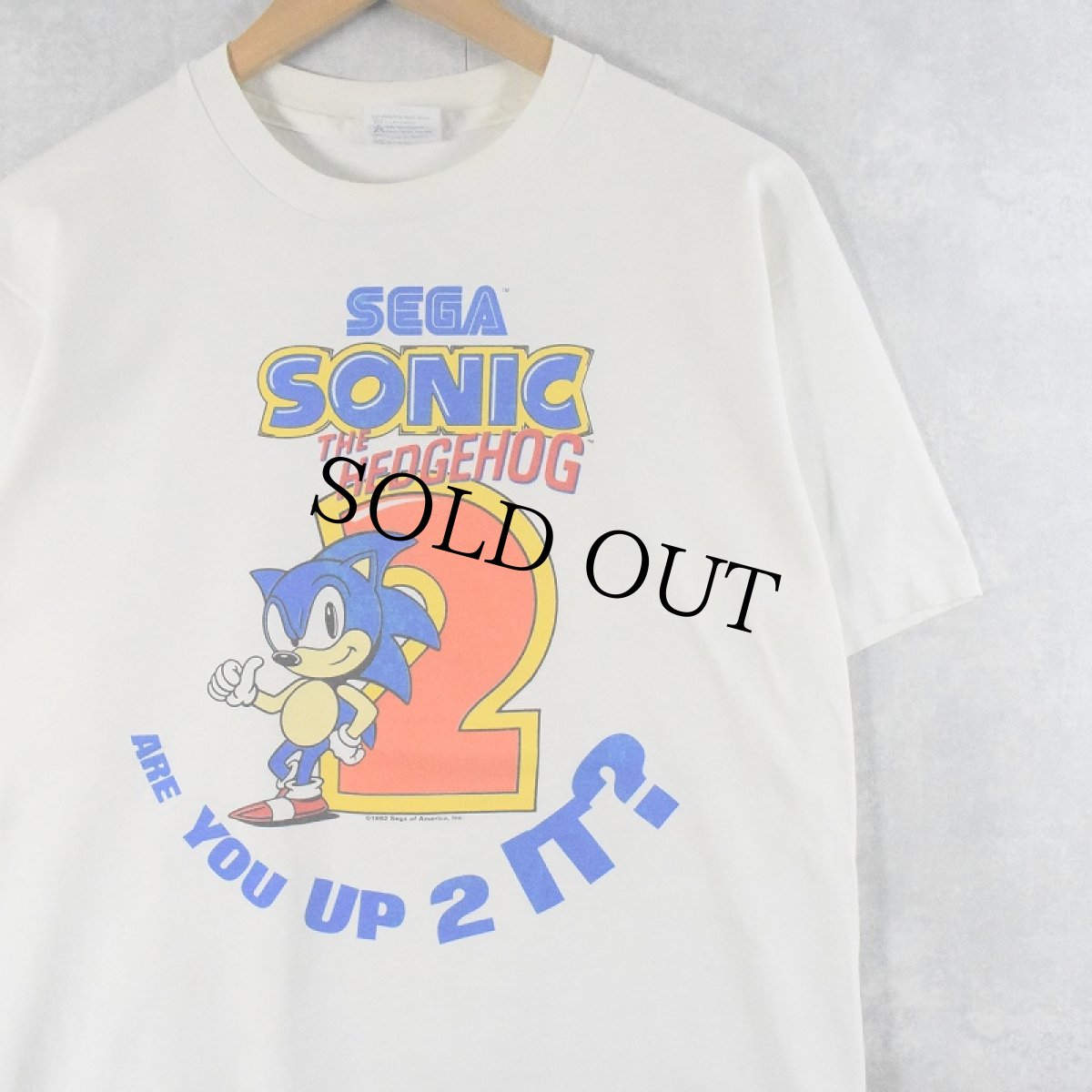 画像1: 90's SONIC "THE HEDGEHOG" ゲームキャラクタープリントTシャツ L (1)