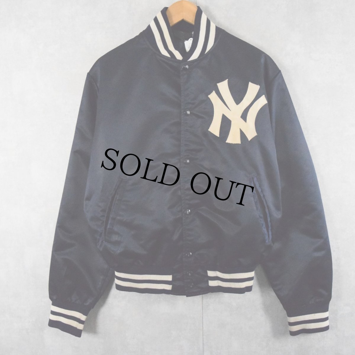 画像2: 70〜80's DAVID PEYSER MLB "New York Yankees" ロゴワッペン付き ナイロンスタジャン NAVY S (2)