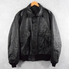 画像1: 〜90's USA製 キルティングライナー レザージャケット BLACK (1)