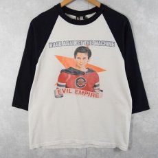 画像2: 90's RAGE AGAINST THE MACHINE "EVIL EMPIRE" ロックバンド ラグランTシャツ  (2)