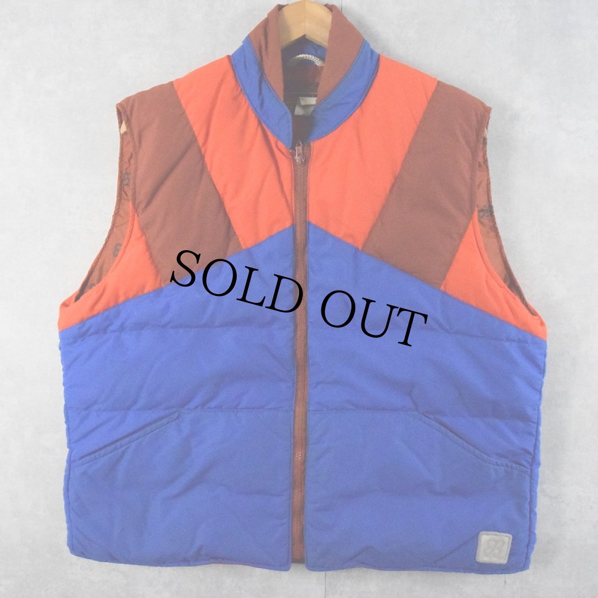 画像2: 80's Eddie Bauer 太陽デザイン キルティングダウンベスト L (2)
