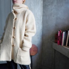 画像1: 【SALE】 80's ICE WARE ICELAND製 マフラーデザイン ウールニットカーディガン S (1)