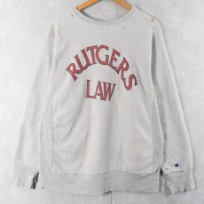 画像1: 80's Champion REVERSE WEAVE USA製 トリコタグ "RUTGERS LAW" プリントスウェット XL (1)