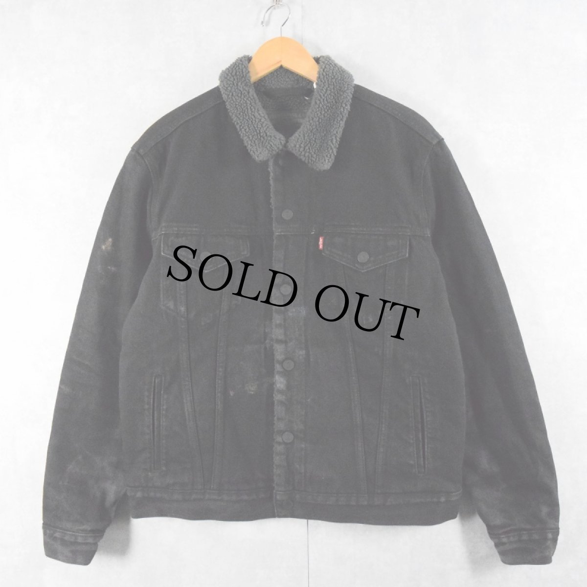 画像1: Levi's デニムボアジャケット BLACK M (1)