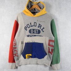 画像1: POLO Ralph Lauren クレイジーパターン ドッキングスウェットフーディ M (1)