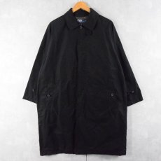 画像1: POLO Ralph Lauren 一枚袖 チェック柄ライナー コットン×ナイロン ステンカラーコート BLACK M (1)