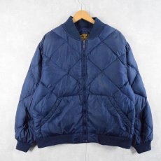 画像1: 80's Eddie Bauer キルティングダウンジャケット NAVY M (1)