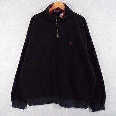 画像1: POLO Ralph Lauren ロゴ刺繍 ハーフジップ フリースプルオーバージャケット BLACK XXL (1)