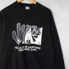 画像1: 90's USA製 "'93 JAZZ IN JANUARY" プリントスウェット BLACK L (1)