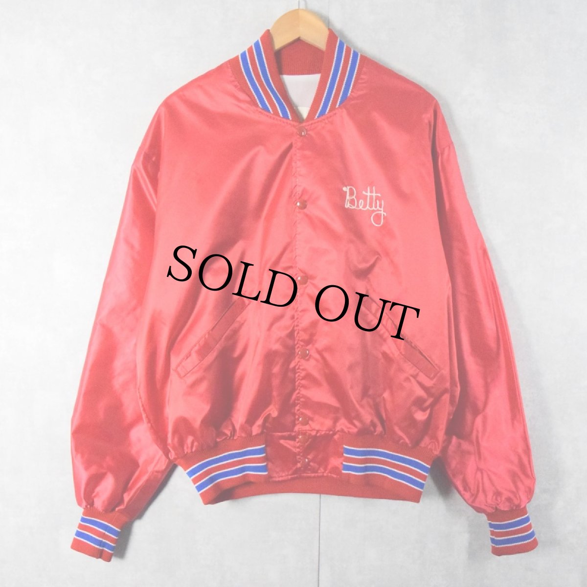 画像2: 70's DeLONG USA製 "TRI-CHEVY ASSOCIATION" チェーン刺繍 ナイロンスタジャン XL (2)