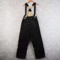 画像1: 40〜50's Morning Pride フランネルライナー×サスペンダー付き ダックワークパンツ BLACK W33 (1)