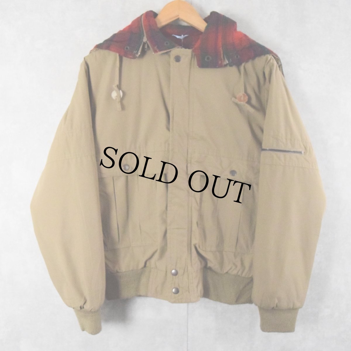 画像2: 80〜90's Northwest Territory 裏地チェック柄 ラビットフードジャケット S (2)