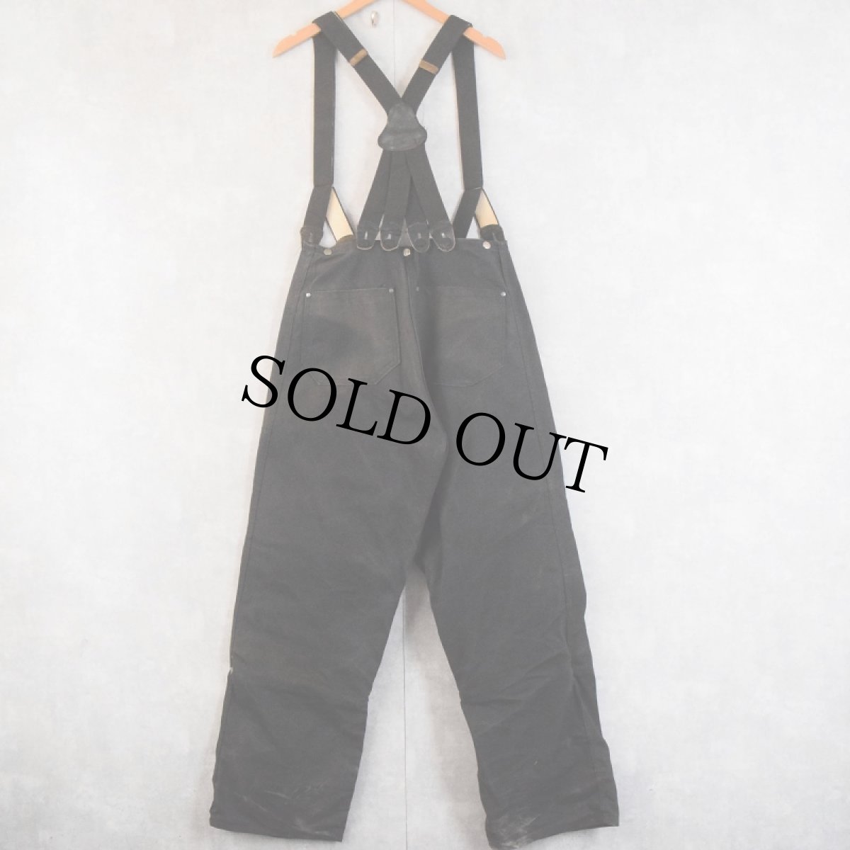 画像2: 40〜50's Morning Pride フランネルライナー×サスペンダー付き ダックワークパンツ BLACK W33 (2)