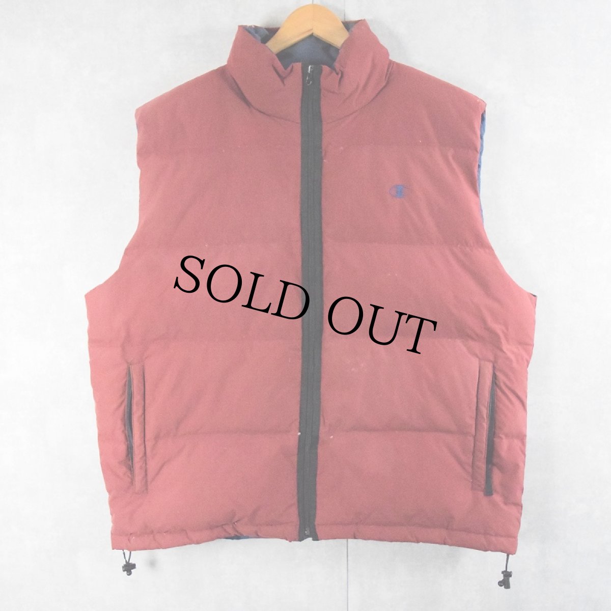 画像3: 2000's Champion ロゴ刺繍 ナイロンダウンベスト XXL (3)