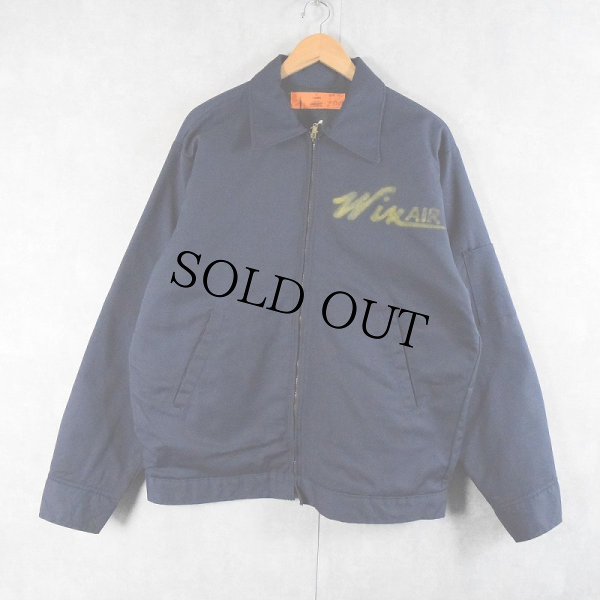 画像2: 90's EWC USA製 "Win AIR" ハンドペイント キルティングライナー ワークジャケット NAVY L (2)