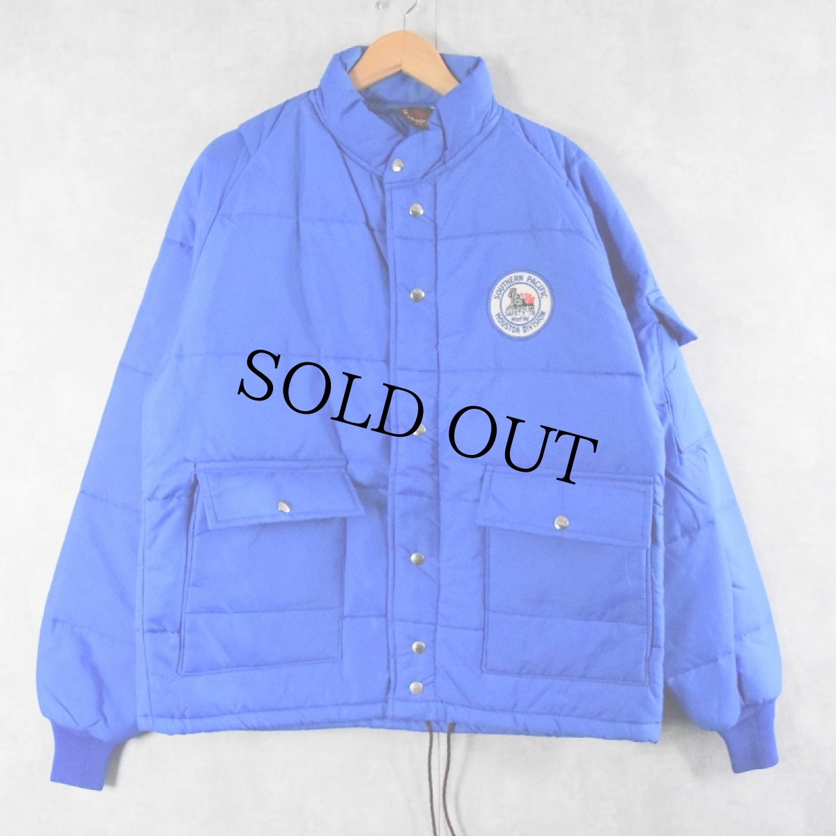 画像4: 70's Pla-Jac USA製 "SOUTHERN PACIFIC" ワッペン付き 中綿入り レーシングジャケット L (4)