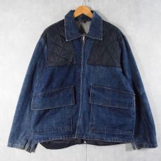 画像1: 【SALE】 〜80's キルティング切り替え デニムハンティングジャケット (1)