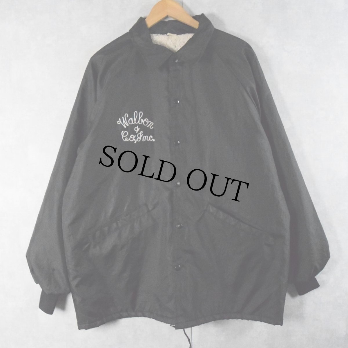 画像2: 70〜80's USA製 チェーン刺繍 裏ボア コーチジャケット BLACK L (2)