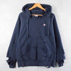 画像1: Feeet×UNP "Damaged" Champion REVERE WEAVE スウェットフーディ NAVY L (1)