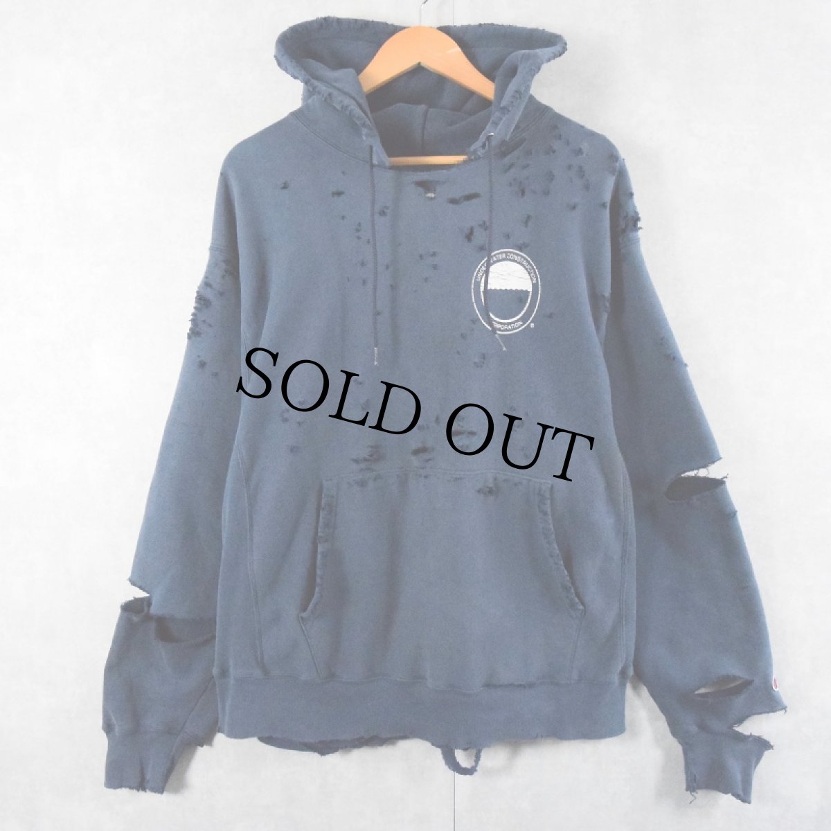 画像2: Feeet×UNP "Damaged" Champion PREMIUM REVERE WEAVE プリントスウェットフーディ NAVY L (2)