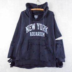 画像1: Feeet×UNP "Damaged" MV SPORT プリントスウェットフーディ NAVY L (1)