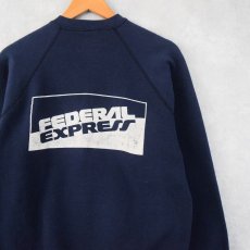 画像1: 90's FedEx USA製 "FEDERAL EXPRESS" 企業ロゴプリントスウェット NAVY L (1)