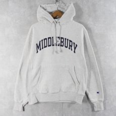 画像1: Champion REVERSE WEAVE "MIDDLEBURY" プリントスウェットフーディー M (1)