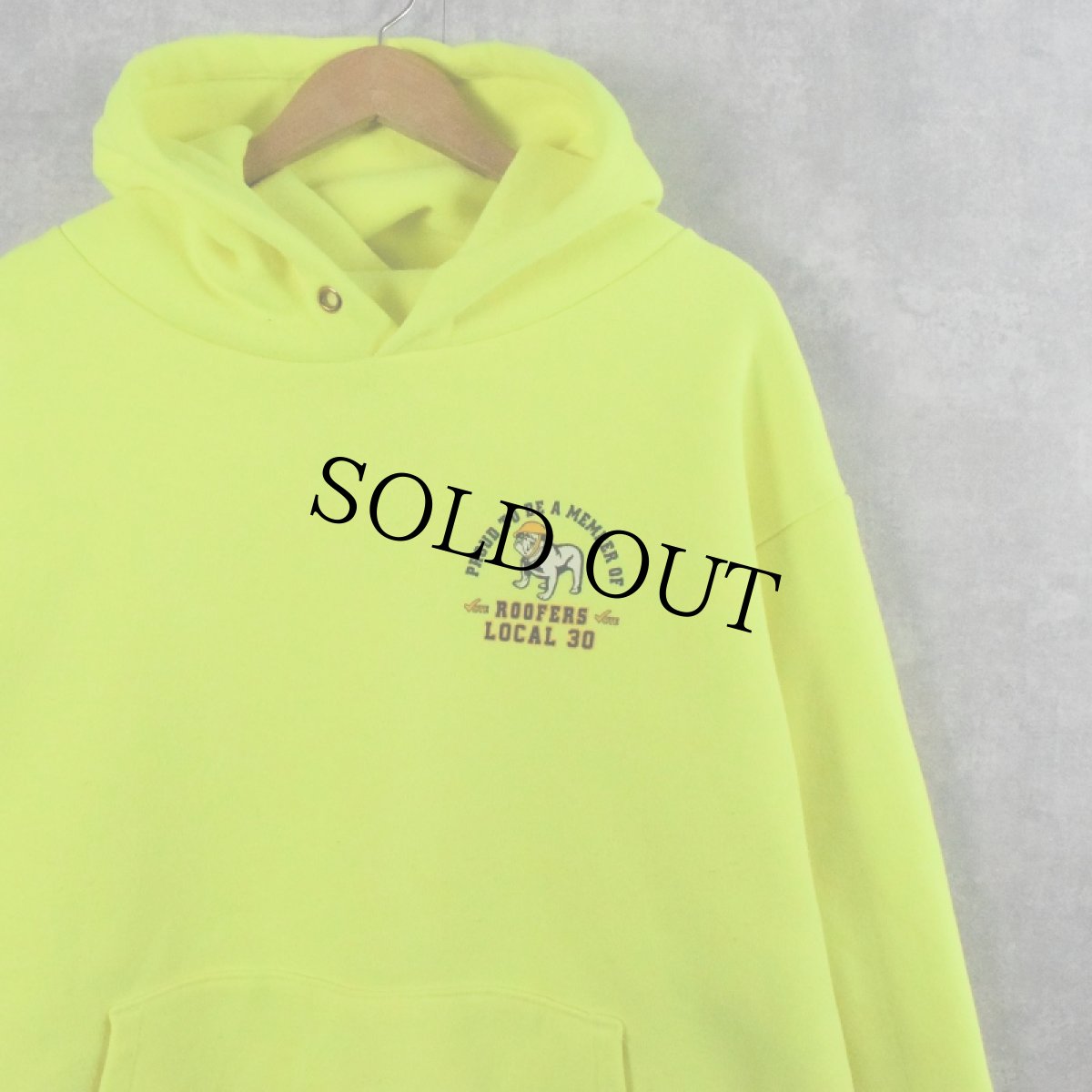 画像2: 90's CAMBER USA製 "ROOFERS LOCAL 30" 裏サーマル プリントスウェットフーディー XL (2)