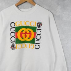 画像1: 90's ブート GUCCI ロゴプリントスウェット L (1)