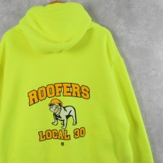 画像1: 90's CAMBER USA製 "ROOFERS LOCAL 30" 裏サーマル プリントスウェットフーディー XL (1)