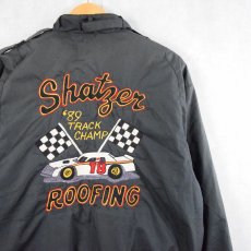 画像1: 80's Wear Guard "Shatzer ROOFING" チェーンステッチ 中綿入り ジップジャケット BLACK L (1)