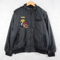 画像2: 80's Wear Guard "Shatzer ROOFING" チェーンステッチ 中綿入り ジップジャケット BLACK L (2)