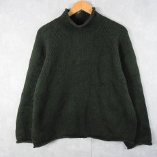 画像1: 90's J.CREW ロールネック ウールニットセーター GREEN L (1)