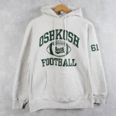 画像1: 90's USA製 REVERSE WEAVE TYPE "OSHKOSH FOOTBALL" プリントスウェットフーディー L (1)